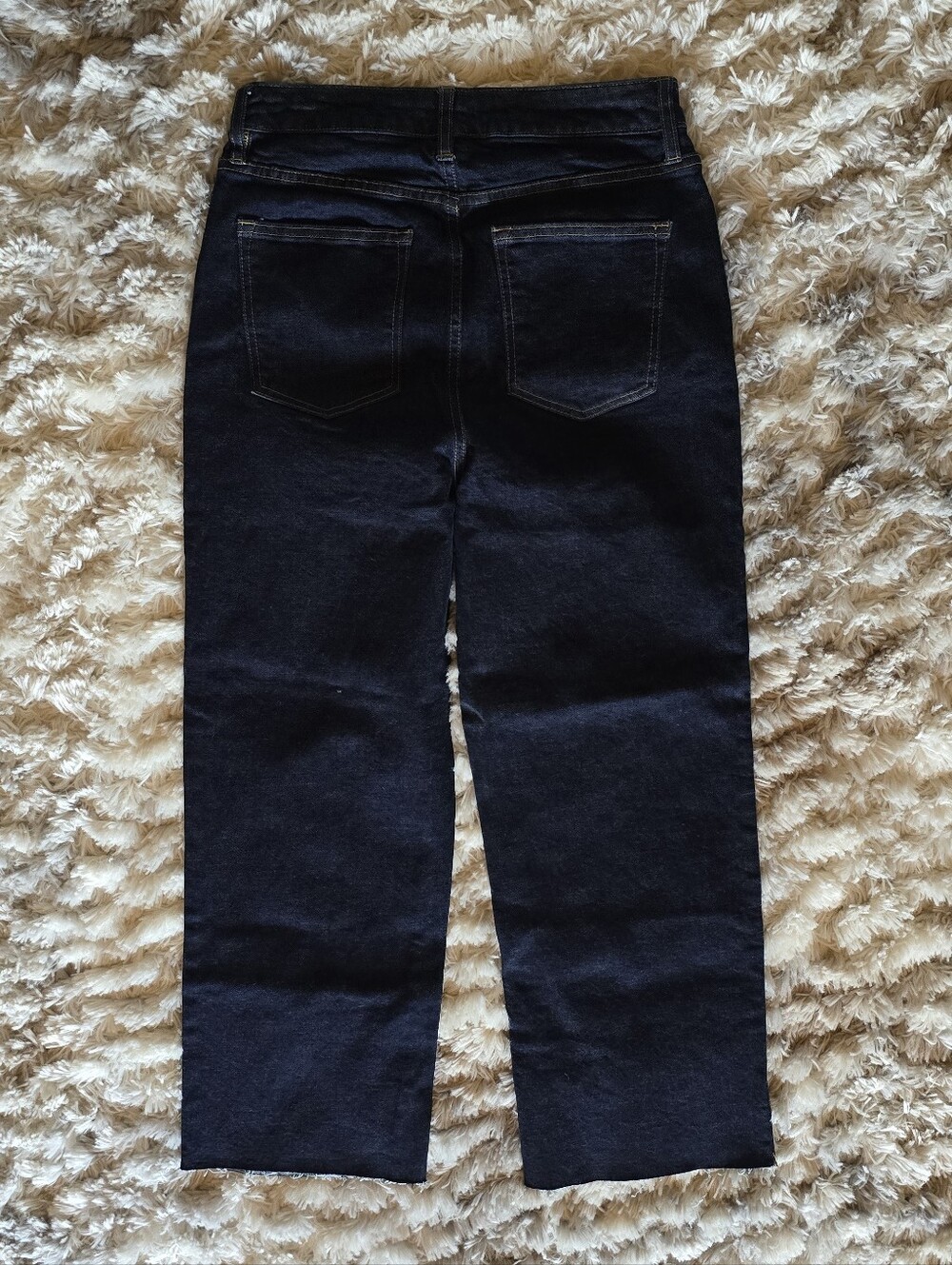 Oliver Logan Aberdeen Wide Leg Crop Jeans Dark Denim Raw Hem Size 29 - Picture 7 of 8